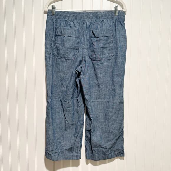 LL Bean Favorite Fit Blue Linen Cropped Pants Size 4 Petite - Picture 4 of 6